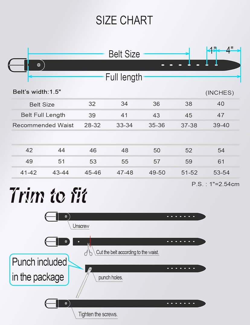 WOLFANT Thicken Full Grain Heavy Duty Casual Work Belts for Men,100% Italian Real Solid Leather