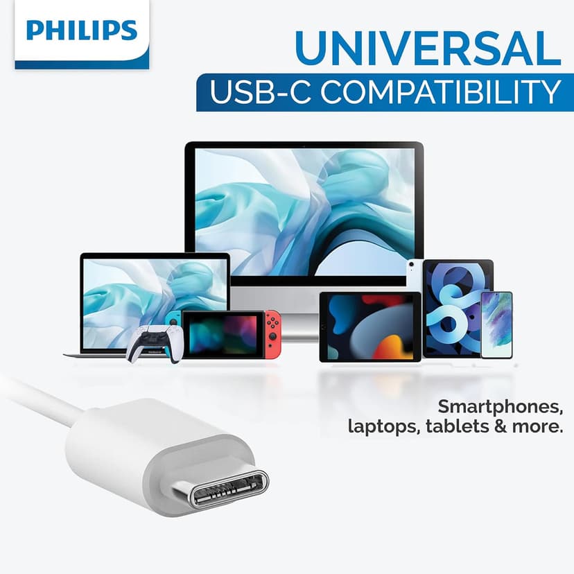 PHILIPS Wired Earbuds USB C with Microphone, in Ear Type C Headphones with mic, Powerful Bass, Lightweight, USB-C Wired Earphones, 3-Button in-line Remote Ear Buds (Black-Gray) (White)