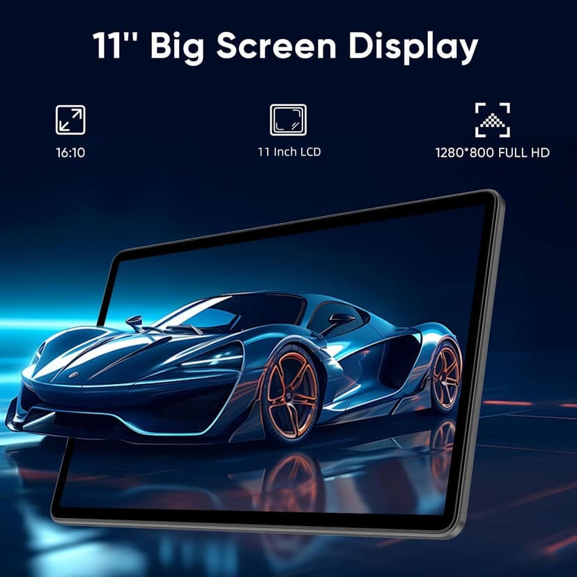 WXUNJA Android 15 Tablet,11 Inch Tablets with Octa Core Processor, 12GB RAM 128GB ROM 1TB Expand, Widevine L1, 8000mAh Battery, 2.4/5Ghz Dual WiFi/GPS/FM, 5/8MP Cameras, Case Included, Blue