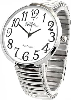 Geneva Blekon Collections Silver Super Large White Face Case Size 43mm EXTRA LARGE Stretch Band Japanese Movement PC21J Fashion Watch