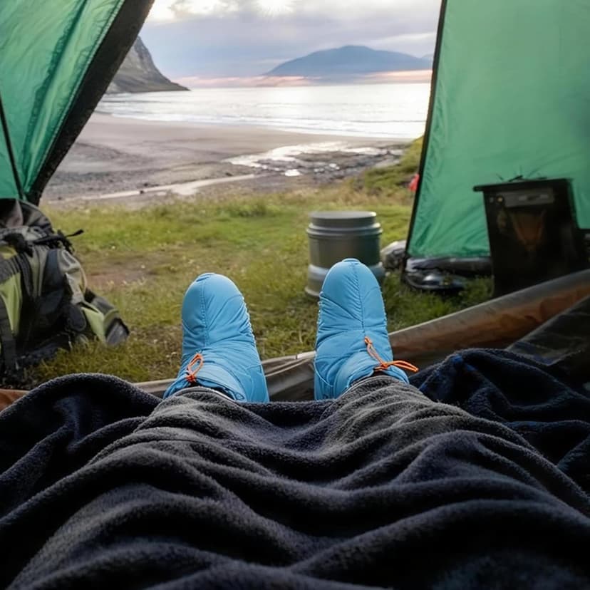 QEZER Down Booties for Men and Women Keep Warm Foot Warmers Camping Slippers Winter Camping Socks