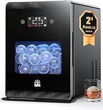 2" Ice Ball Maker - 4 Ice Spheres in 35min, 144pcs/Day, Sphere Ice Maker with Automatic Water Fill, LED Quiet Panel, Self-Cleaning Clear Ice Maker for Cocktails Whiskey Bourborn, Bar, Home