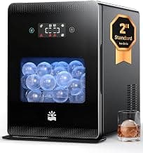 2" Ice Ball Maker - 4 Ice Spheres in 35min, 144pcs/Day, Sphere Ice Maker with Automatic Water Fill, LED Quiet Panel, Self-Cleaning Clear Ice Maker for Cocktails Whiskey Bourborn, Bar, Home