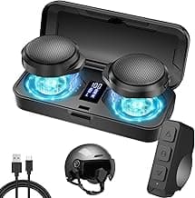 Motorcycle Bluetooth Headset with Charging Case, Helmet Bluetooth Speaker with Microphones & Remote Control, 1900mAh Battery, 50Hours Work Time, True Wireless Headsets for Riding and Skiing