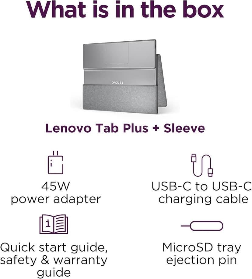 Lenovo Tab Plus - 2024 - Premium Entertainment Tablet - 8 JBL® Speakers - 11.5" 2K LCD Touch Display - 8GB Memory - 128GB Storage - MediaTek™ Helio G99 - Folio Case Included - Luna Grey