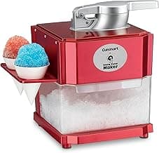 Cuisinart Snow Cone Machine, Home Shaved Ice Maker for Snow Cones, Snow Cone Maker with Reuseable Paper Cups, Makes 5 Icy Cones for Slushies, Frozen Drinks , Red, SCM-10P1