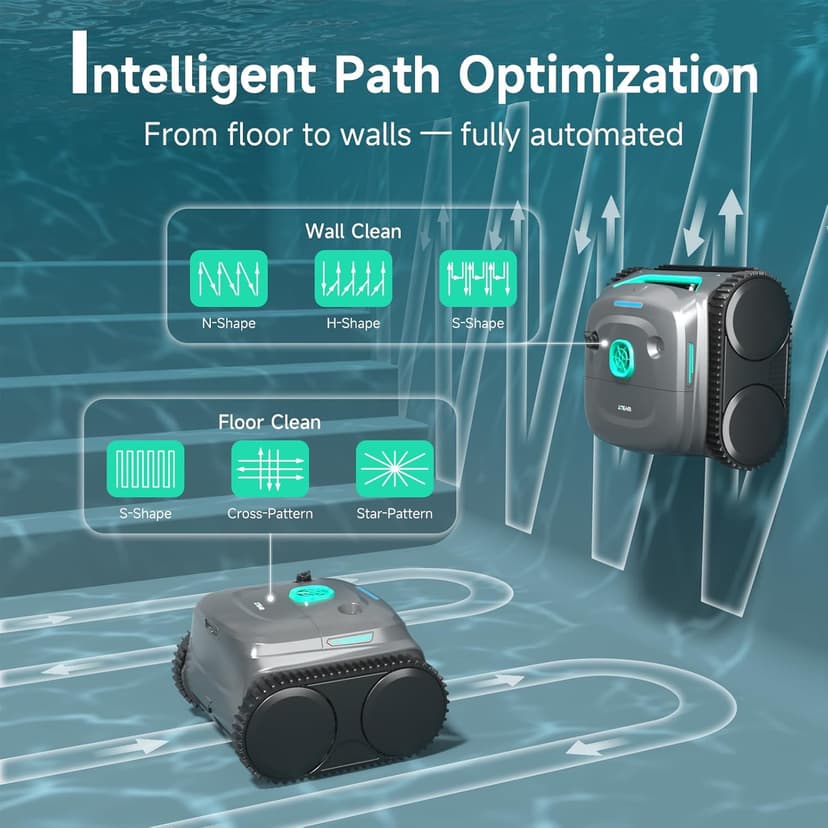 WYBOT C2 Cordless Robotic Pool Cleaner, Dual Filtration, Pool Vacumm Robot for Wall & Waterline Cleaning, Up to 180 Mins Runtime & Scheduling, Smart Navigation, for Inground/Above-Ground Pools