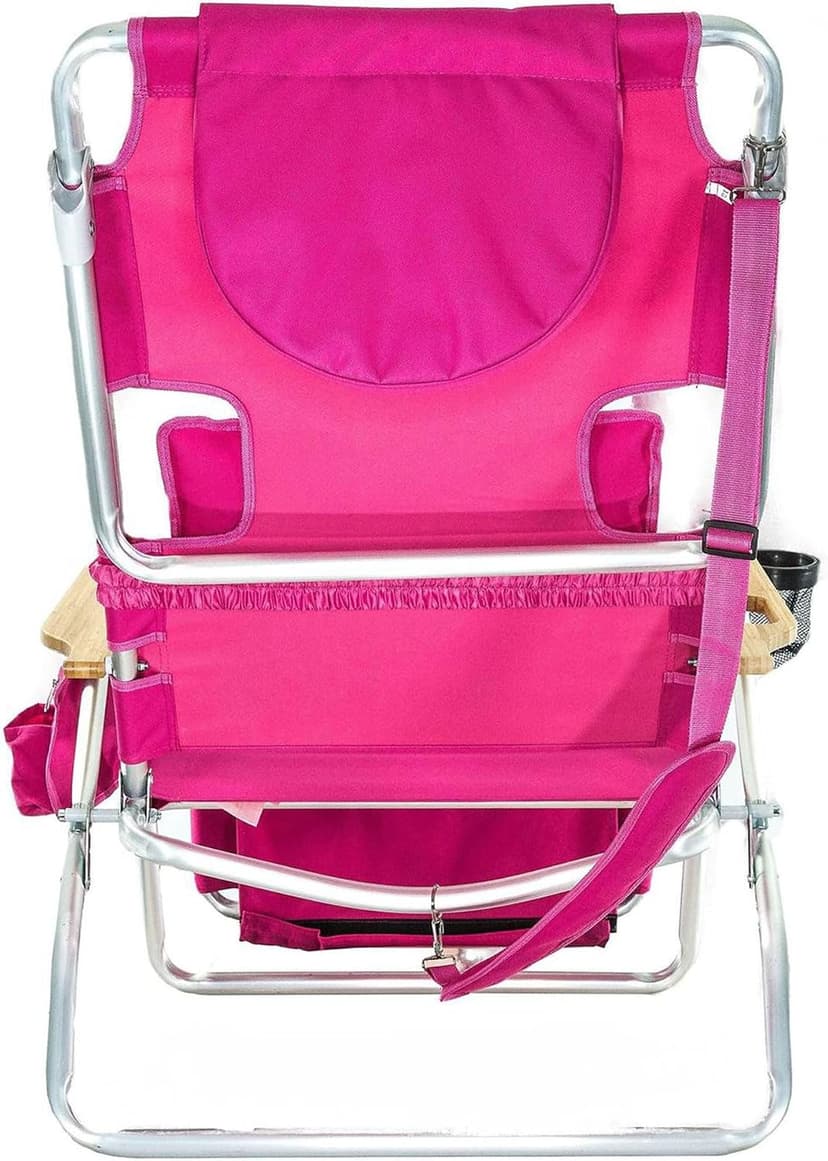 Ostrich the Deluxe 3N1 Lightweight Lawn Beach Reclining Lounge Chair with Footrest, Outdoor Furniture for Patio, Balcony, Backyard, or Porch, Pink