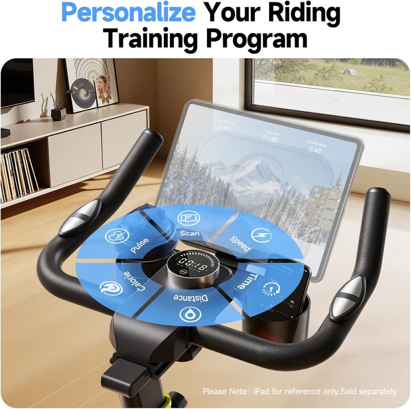 Exercise Bike, Adjustable Magnetic Resistance Stationary Bikes for Home Cardio with Exclusive App, Indoor Bike with 330lbs Weight Capacity Comfortable Seat, Tablet Mount and Fitness Courses