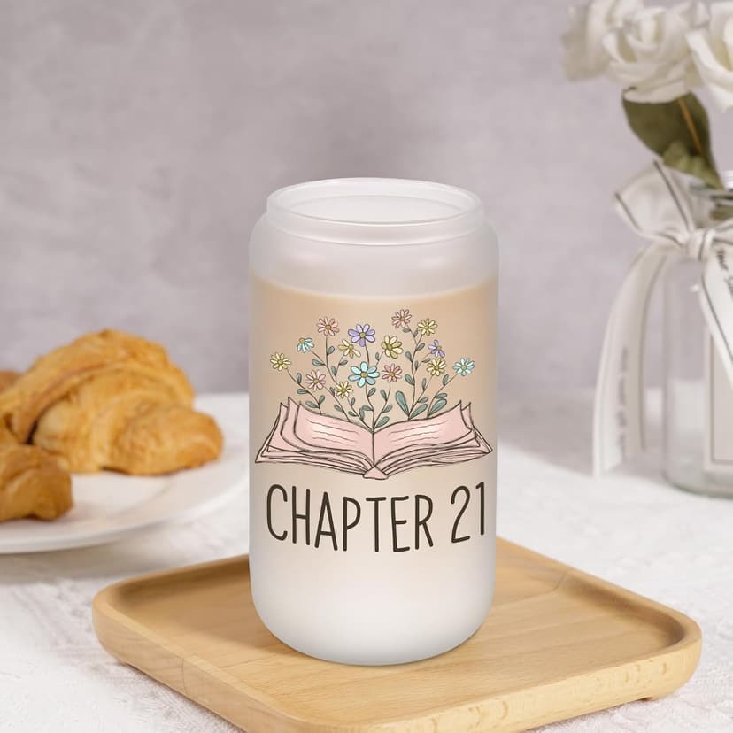 Birthday Gifts for 21 Year Old Female Friend, 2005 Daughter Turning 21, Happy 21st Bday Gifts Idea, 16oz Glass Coffee Tumbler Coolife Chapter 21 Cup, 21st Birthday Gifts for Women Her, 21 year old Girl B0F37WPTCQ