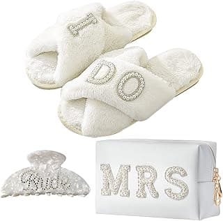 Bride To Be Gift Set - Makeup Bag, Slippers, Robe, Hair Clip - Wedding Gifts
