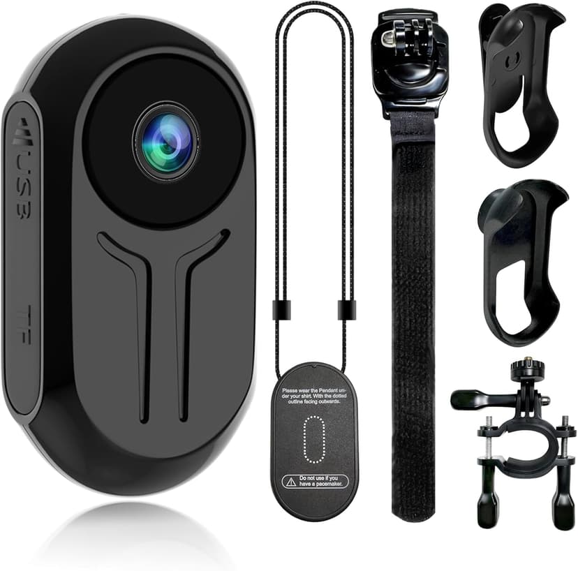 Tkiplay Mini Thumb Sports Action Camera, FHD 1080P Body Camera with Audio, Small Body Cam, Magnetic Wearable POV Vlogging Camera with Night Vision, Loop Record, Accessories