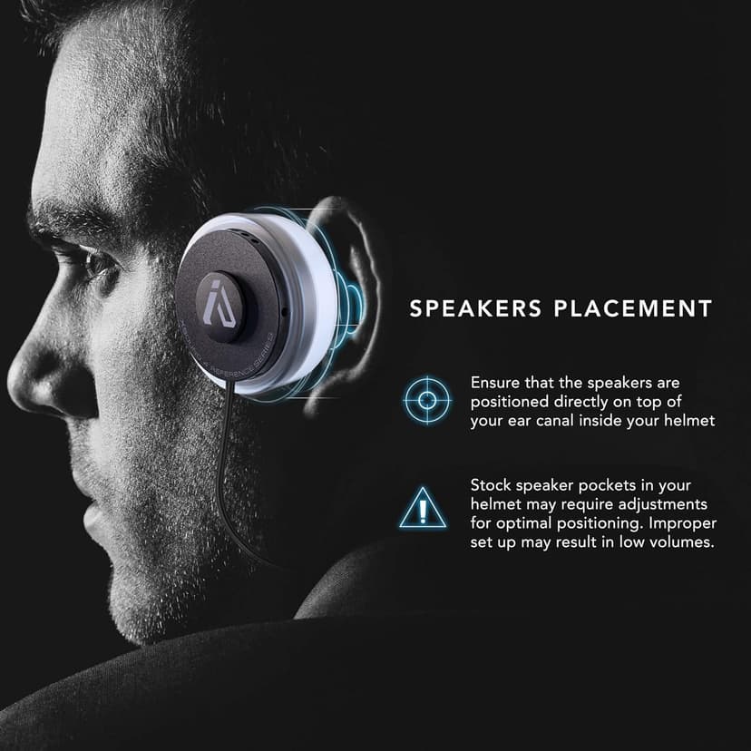 I A S U S High Def XSound 4 Helmet Speakers - Motorcycle Snowboard Helmet Speakers - Works with Most Comms with Earbud Ports – Includes Accessories for Install