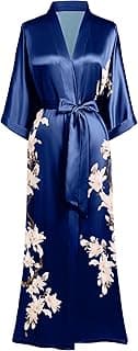 BABEYOND Kimono Robe Cover up with Box Long Floral Satin Sleepwear Silky Bathrobe Bachelorette Robe