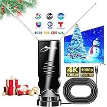 HIDB Indoor TV Antenna - Ultra HD 4K/1080p Digital TV Antennas for Local Channels, Enhanced Rabbit Ear Design with Smart Signal Booster, Works with All Smart TVs, Easy Setup, No Monthly Fees!