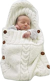 XMWEALTHY Newborn Baby Wrap Swaddle Blanket Knit Sleeping Bag Sleep Sack Stroller Wrap for Baby(Beige) (0-6 Month)