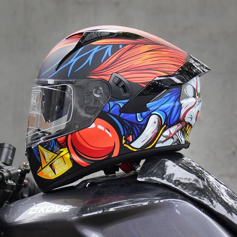 VCOROS Full Face Dual Visor Motorcycle Helmet for Adults Motorbike Street Bike Racing Helmets X9 DOT Approved with Black Visor