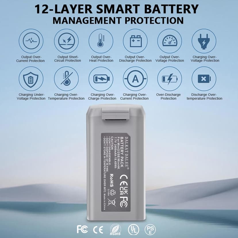 2-Pack Mini 4K Intelligent Flight Battery for DJI Mini 2 / SE / 4K/ 2 SE Drone 2400mah Upgraded Drone Battery Replacement Parts, Up to 31 Minutes of Flying Time