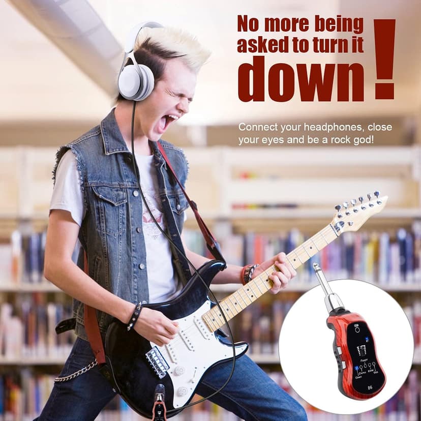 Kithouse B6 Guitar Headphone Amp Mini Plug Guitar Amplifier Bluetooth Rechargeable For Electric Travel Pocket Guitar With Reverb/Chorus/Flanger/Overdrive/Wow Wah 5 Effects(Mahogany Color)