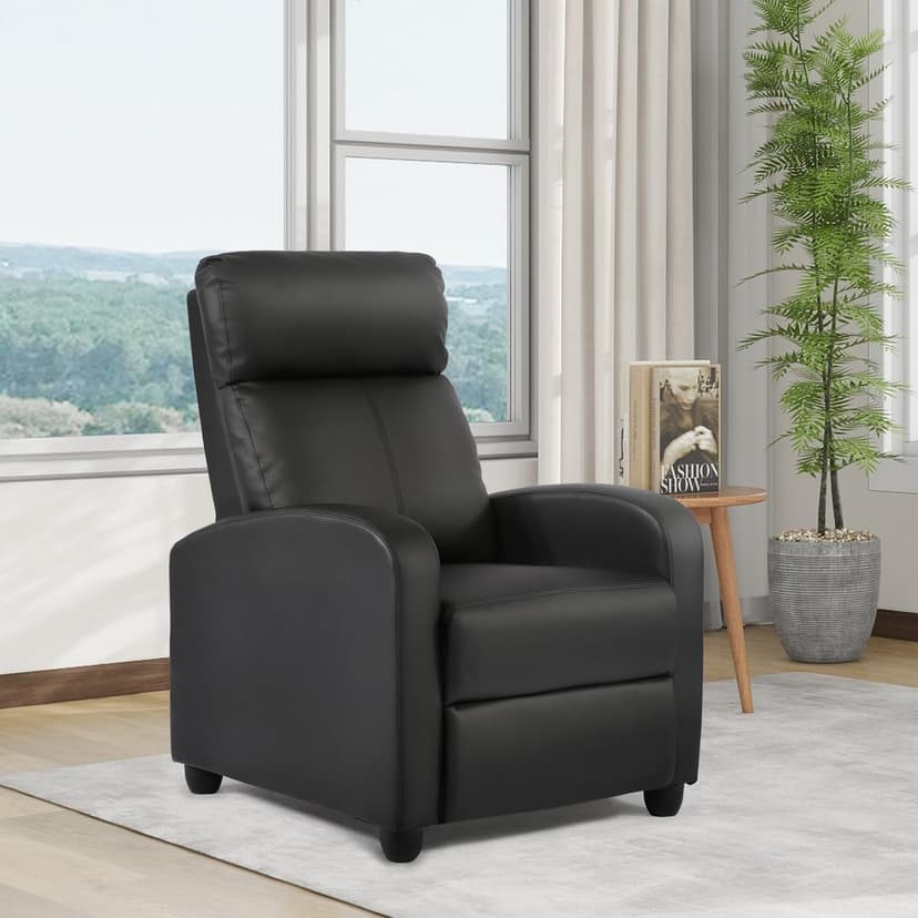 FDW Recliner Chair Push Back Sofa Home Theater Seating with Lumbar Support and Leather Padded Seat Backrest for Living Room