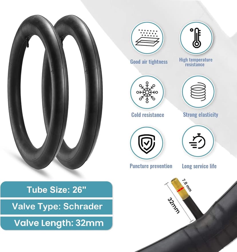 Hycline 2-Pack Mountain Bike Tires Set: 20/24/26/27.5-inch Folding Replacement High-Performance Wear-Resistant Bicycle Tires and Pair Inner Tubes with Tire Levers for MTB Off-Road Bike