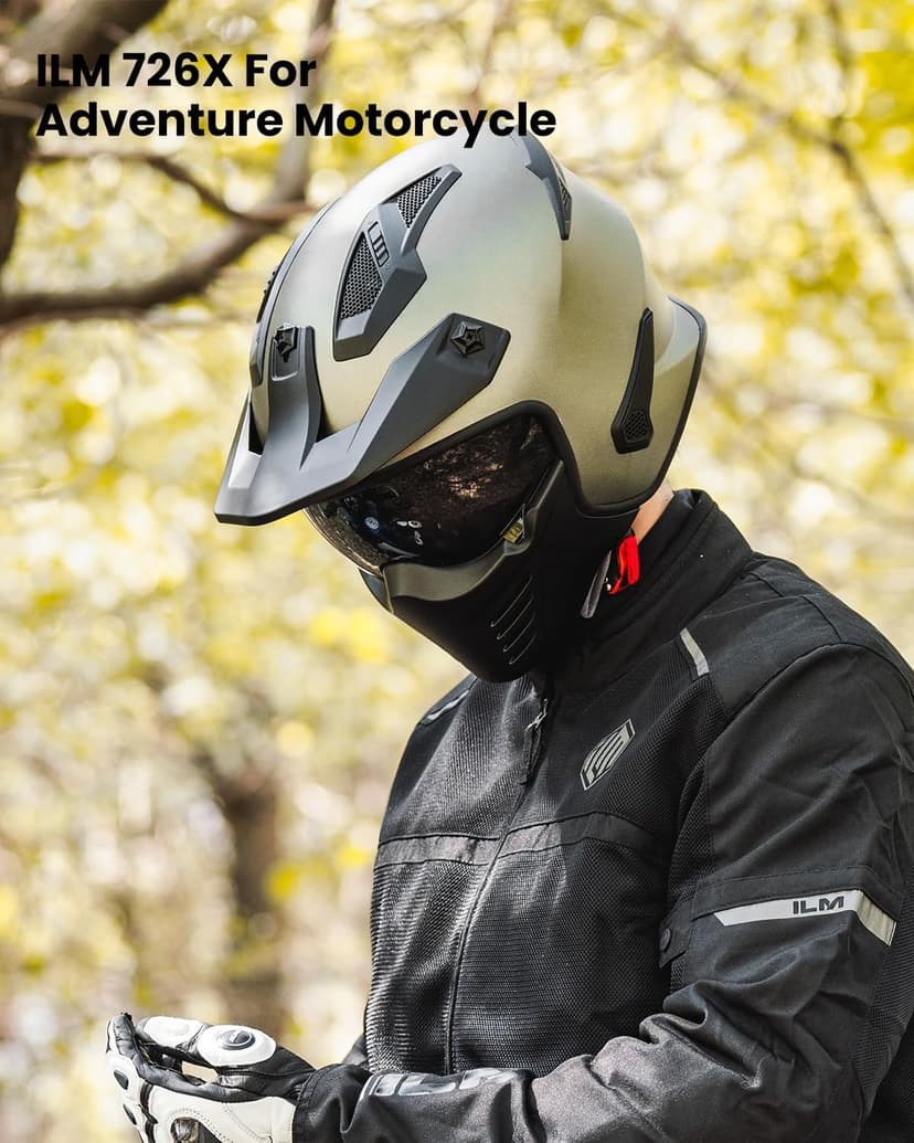 ILM Open Face Motorcycle 3/4 Half Helmet for Dirt Bike Moped ATV UTV Motocross Cruiser Scooter DOT Model 726X (Midnight Green,XL)