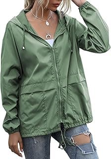JMinger Women's Raincoats Lightweight Waterproof Windproof Adjustable Windbreaker Rain Jackets Hooded with Pockets S-XXL