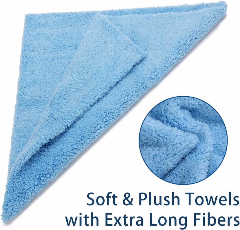 CARCAREZ Microfiber Towels for Cars, Car Drying Wash Detailing Buffing Polishing Towel with Plush Edgeless Microfiber Cloth, 450 GSM 16x16 in. Pack of 6
