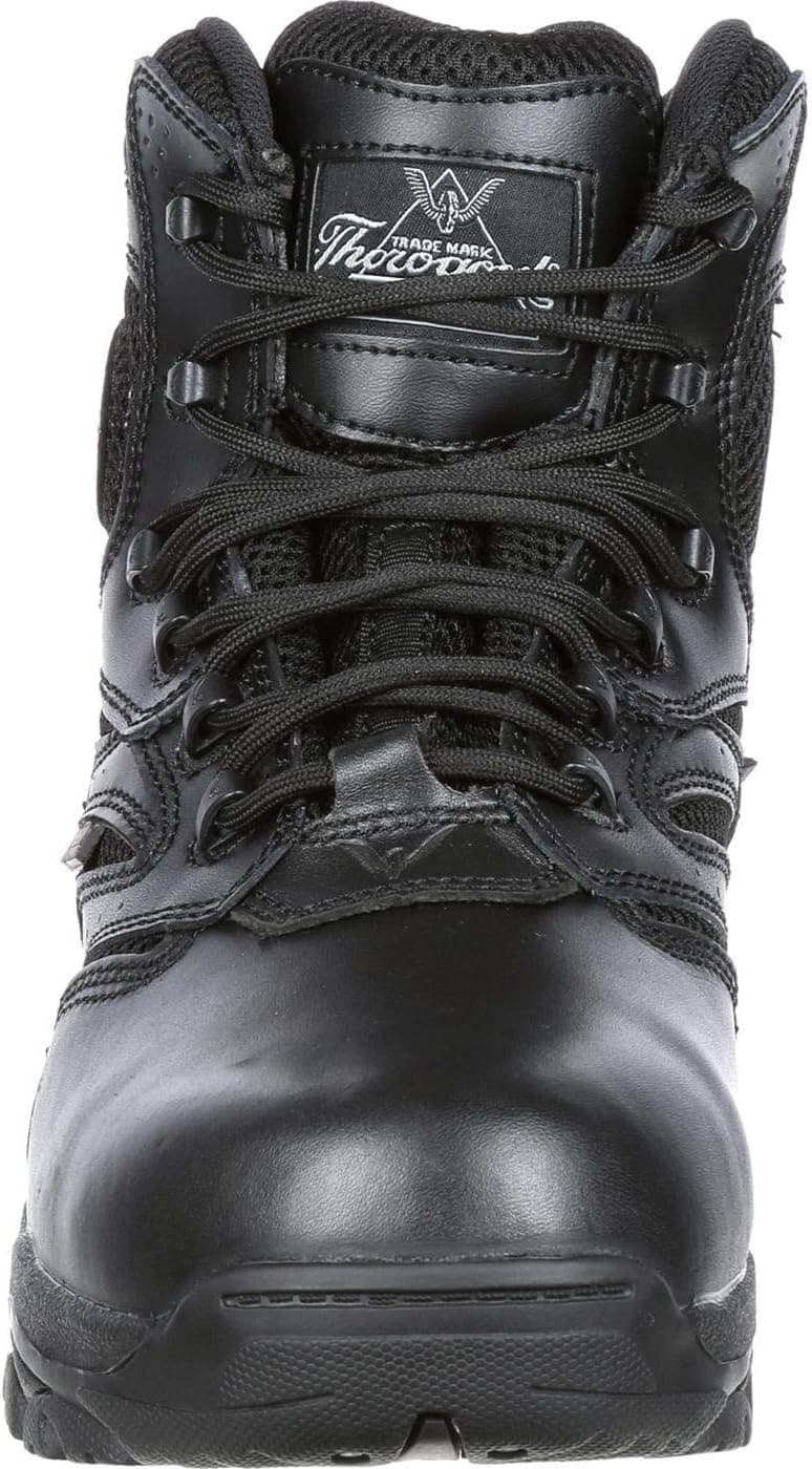 Thorogood Deuce 6” Waterproof Side-Zip Black Tactical Boots for Men and Women with Composite Safety Toe, Full-Grain Leather, and Slip-Resistant Outsole; BBP & EH Rated