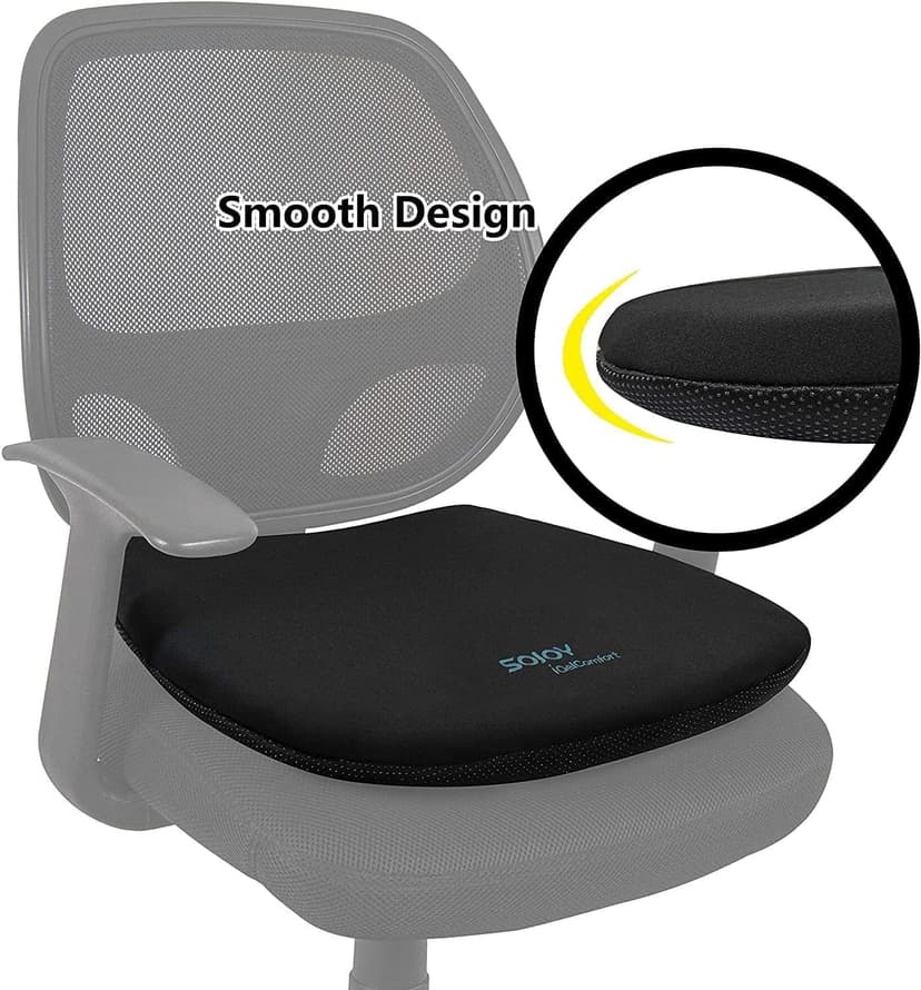 Sojoy Coccyx Gel Seat Cushion- Orthopedic Memory Foam Chair Cushions for Home Kitchen Office Desk Car Truck Airplane (Black)
