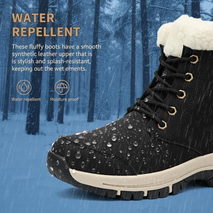 KVOW Women's Waterproof Insulated Winter Hiking Boots,Cute Snow Boots for Women Warm Comfortable Anti-Slip Ankle Boots for Outdoor Work,Walking & Cold Weather