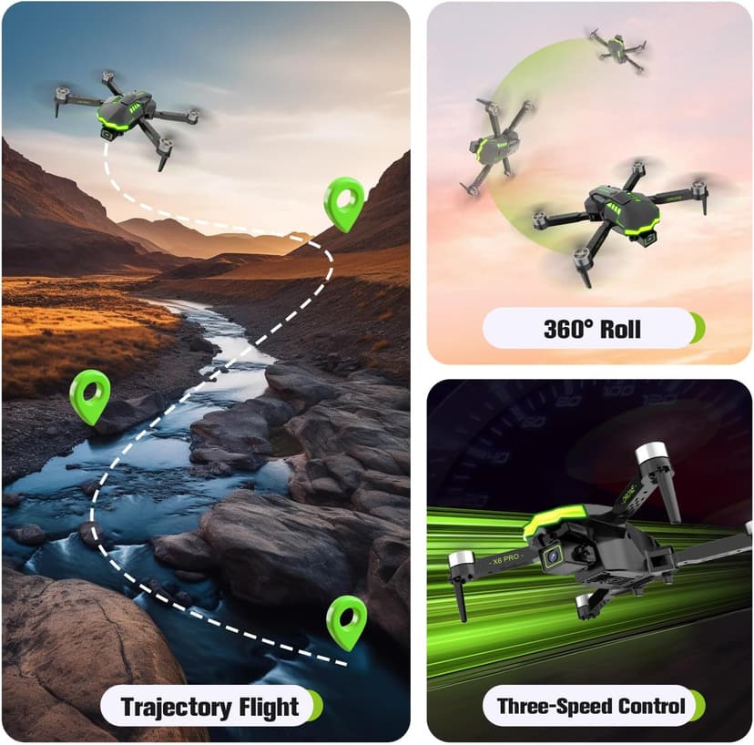 1080P FPV Camera Drone for Beginners, Foldable Quadcopter with Remote Control, Easy to Fly, Portable Design for Adults & Teens, Black
