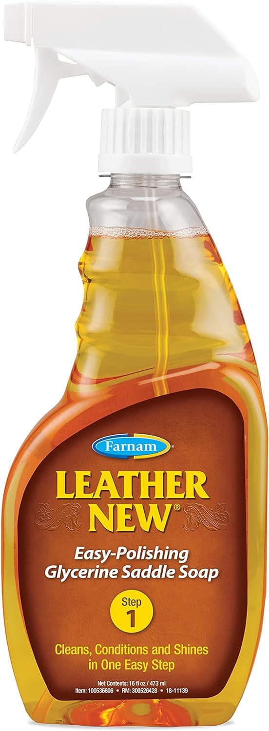Farnam Leather New Easy-Polishing Glycerine Saddle Soap and Leather Saddle Cleaner, Protects and Preserves Leather, Cleans, Conditions and Polishes, 16 Oz.
