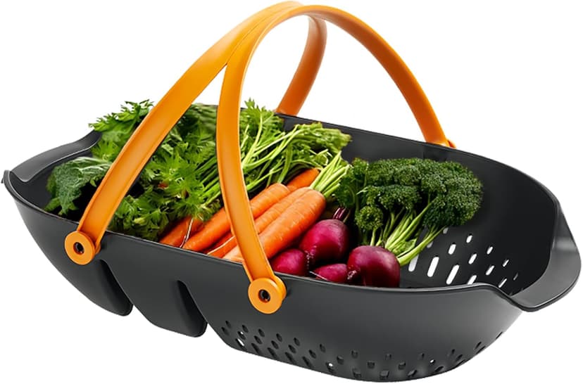 Harvesting Basket Doubles as a Colander to Collect, Transport and Clean Vegetables and Fruits, Garden Accessories Fiskars Garden Harvest Basket with Tool Caddy, Container for Gardening B08Q8N7PBN