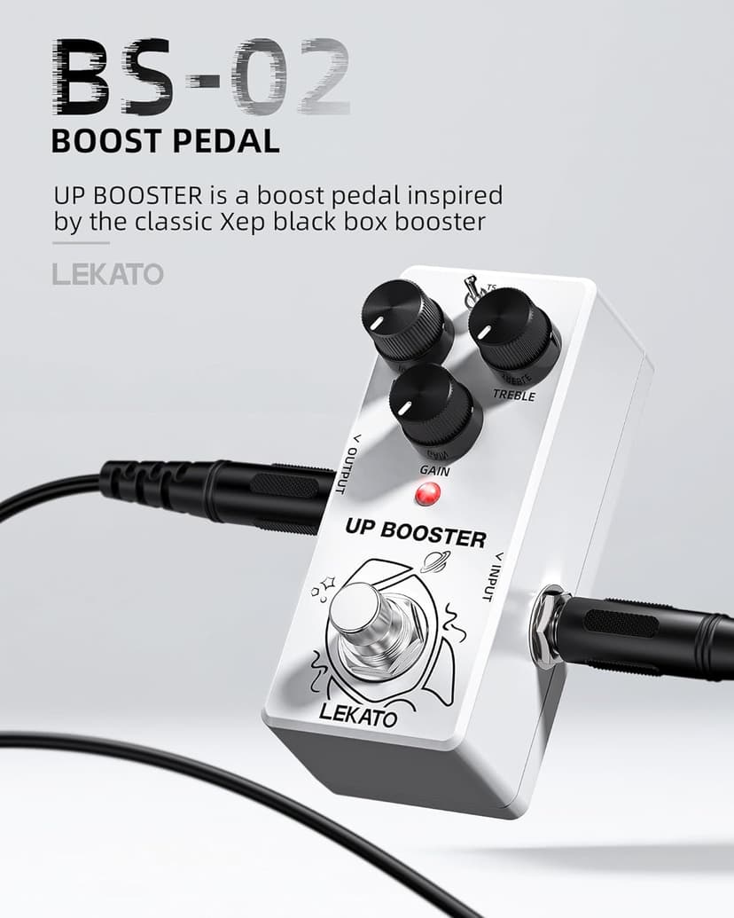 LEKATO Boost Guitar Pedal, 2-Mode Clean and TS Booster, Mini Boost Pedal for Electric Guitar, Truebypass, DC 9V