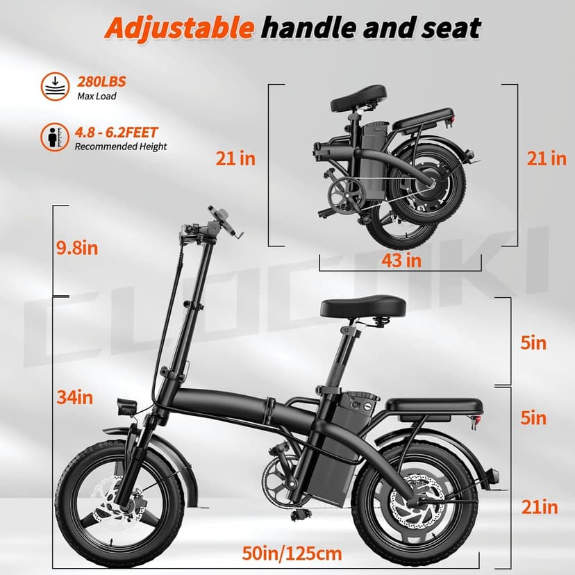 Folding Electric Bike for Adults, 500W Motor 25MPH & 35Miles Long Range, 14” Mini E-Bike with Removable 48V 576Wh Battery, UL Certified Electric Bicycle for Commuting & Teens