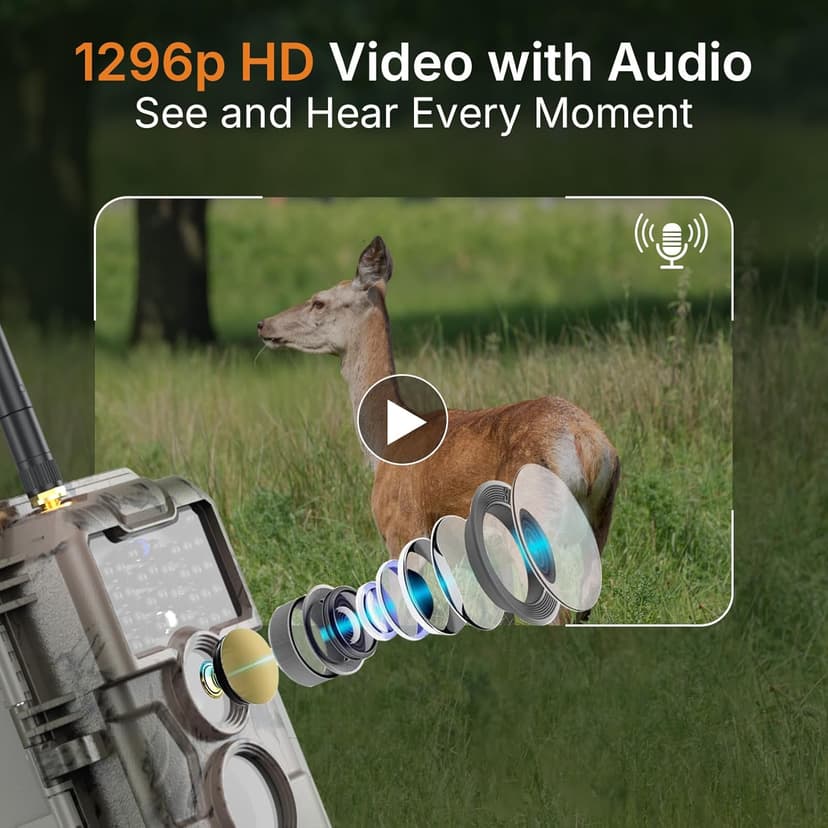GardePro E6 WiFi Trail Camera (Non-Cellular), Stable WiFi with External Antenna, On-Site App Viewing, 64MP 1296P HD, No-Glow Night Vision, Motion Activated Waterproof Game Camera