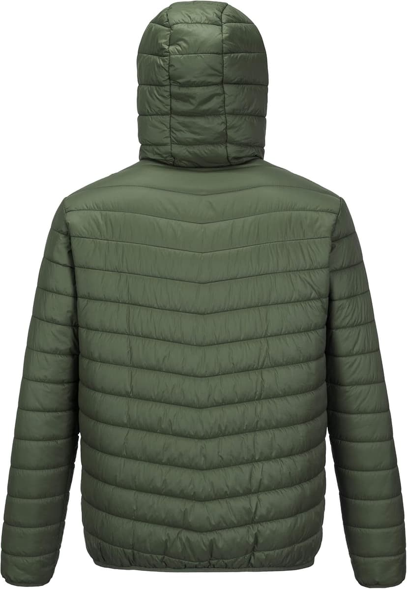 Outdoor Ventures Men's Lightweight Packable Hooded Puffer Jacket Insulated Winter Coat for Snow Ski Traveling