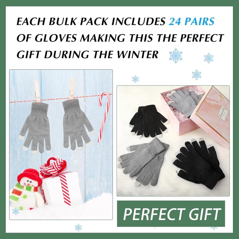 Handepo 50 Pairs Winter Gloves Bulk Knit Stretchy Warm Touchscreen Gloves Multicolor for Men Women Running Cycling Driving