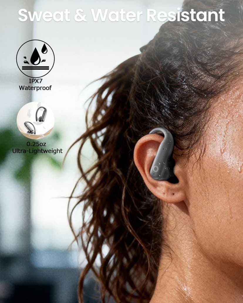 LEEMC Wireless Earbuds, Bluetooth Headphones 6.0, Ear Buds with Touch Screen, ANC ENC Noise Cancelling, 40H Bass Stereo Sound Over-Ear Earphones for iOS, Android, Sports, Workout,Charcoal