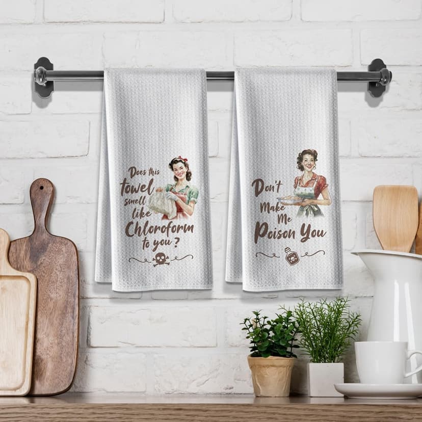 Kitchen Towels,Funny Joked Themed Dishcloth,16 * 24,2Pack,Microfiber Bar Towel,Hilarious Hand Towels,High Absorbent Dish Towels,Best Gifts for Hostess New Home Mom Women Housewarming