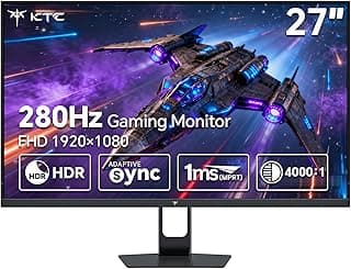 KTC 27 Inch 280Hz 240Hz Gaming Monitor, FHD 1080P PC Computer Monitor, Fast VA Panel, 1ms GTG, FreeSync G-Sync Compatible, HDR Support, 126% sRGB, HDMI and Displayport Inputs, H27E22P