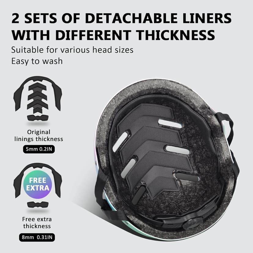 Skateboard Bike Helmet for Adults Women Men Youth Kids (2-3-5-8-14+ Years Boys Girls) - Lightweight Multi-Sport Adjustable Helmets for Bicycle Skateboard Scooter Skate Cycling