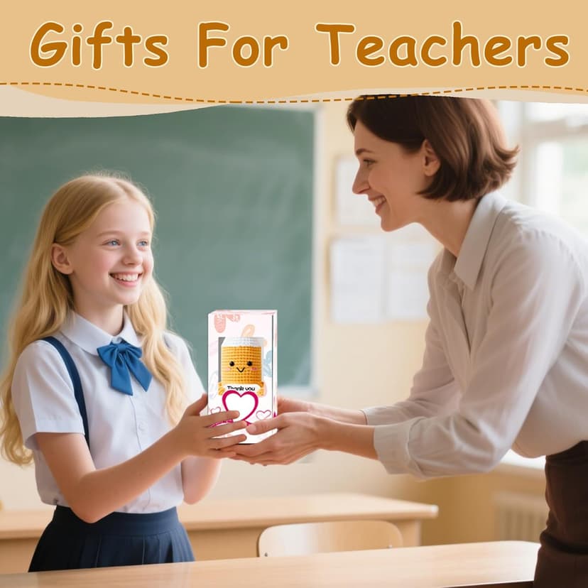 Teacher Gifts for Women Men Appreciation Thank You Gift Positive Crochet Pencil Ornaments Personalized Christmas Birthday Retirement Thanksgiving Gifts for her him Office Desk Decor Stocking Stuffers