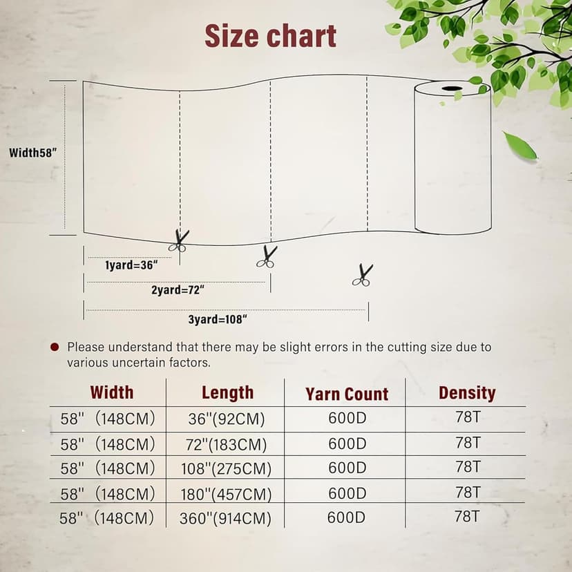 K-Musculo 600D Fabric by The Yard, 58" W 600D Upholstery Polyester Material, Indoor Outdoor Water Resistant Fabric for Chair Cushion Furniture Cover Sewing DIY Cloth, 2 Yard Khaki