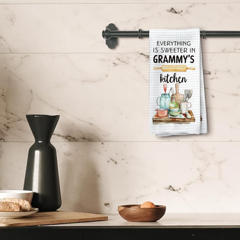 Grammy's Kitchen Towels, Gifts for Grammy Grammie Hand Towels, Grammy Christmas Dish Towels Tea Towels for Kitchen, Best Grammy Gifts, 16x24inch
