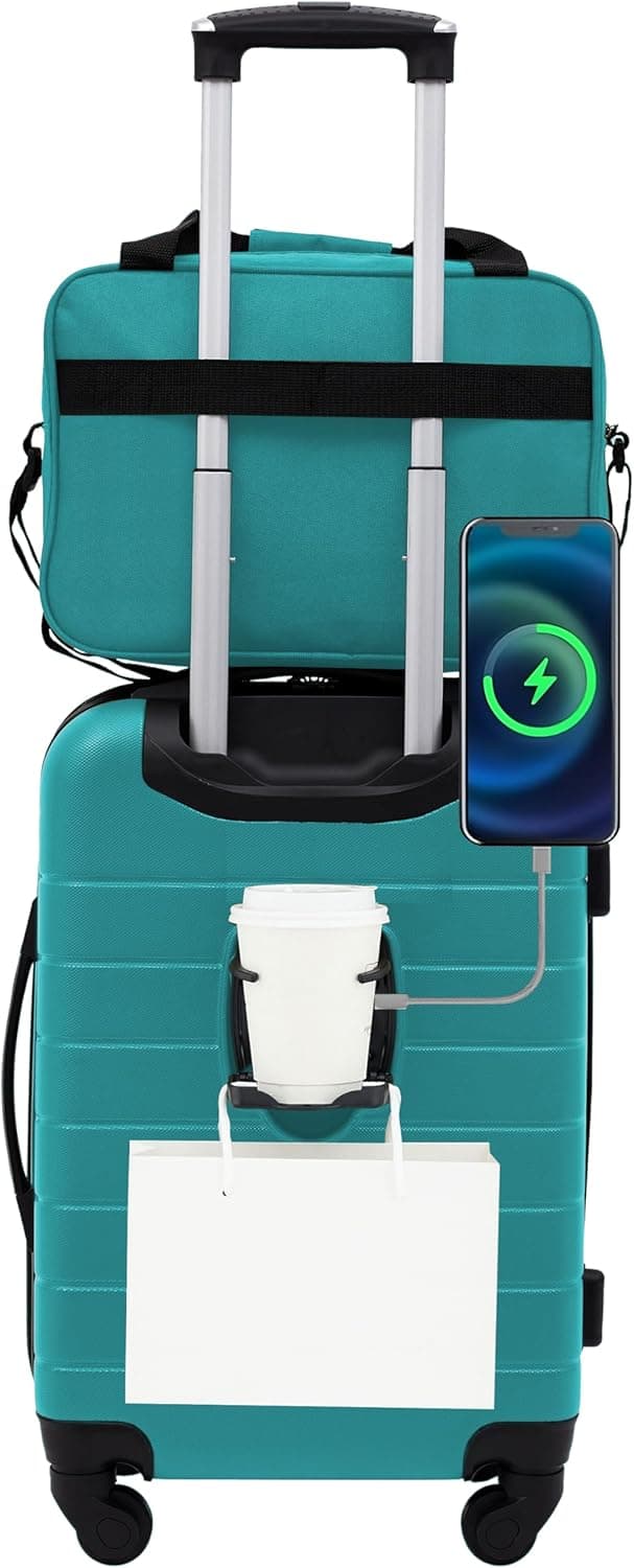 Wrangler Smart Spinner Hardside Luggage, 2 Piece Set, Teal