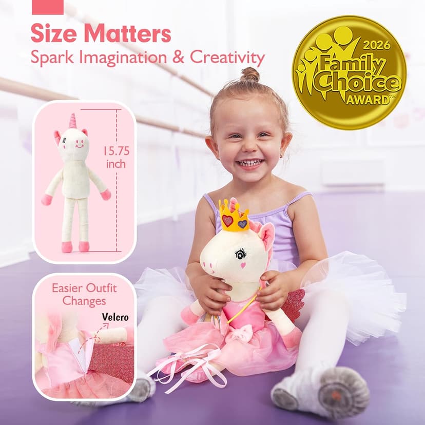 Ballet Dress up Doll with Plush Bag, 4 Year Old Girl Birthday Gifts 5 Year Old Kids Present, Airplane Travel Soft Plush Unicorns Toys for Girls Age 4-6, Ballerina Doll Stuffed Animal Girl Toy 4-5 B0DJQQY2YM
