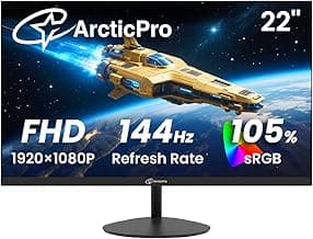 ArcticPro 22 inch 100Hz Monitor, Full HD (1920 x 1080p) Computer Monitor, 105% sRGB, 3000:1 Contrast, 3-Sided Frameless, Ultra Slim, VESA, LowBlue Mode, Tilt Adjust, HDMI *1, VGA*1