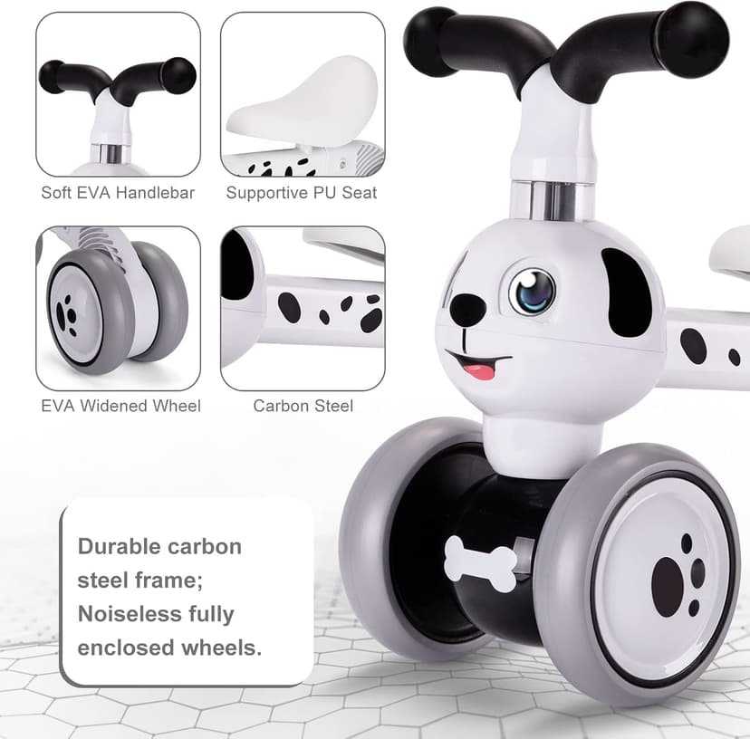 YGJT Baby Balance Bike Toys for 1 Year Old, Birthday Gifts for Boys and Girls, Silent Wheels & Non-Pedal Baby Walker Riding Toys for 10-36 Months Toddlers, Kids First Bike Gifts Spotty Dog B07RFLR3VY